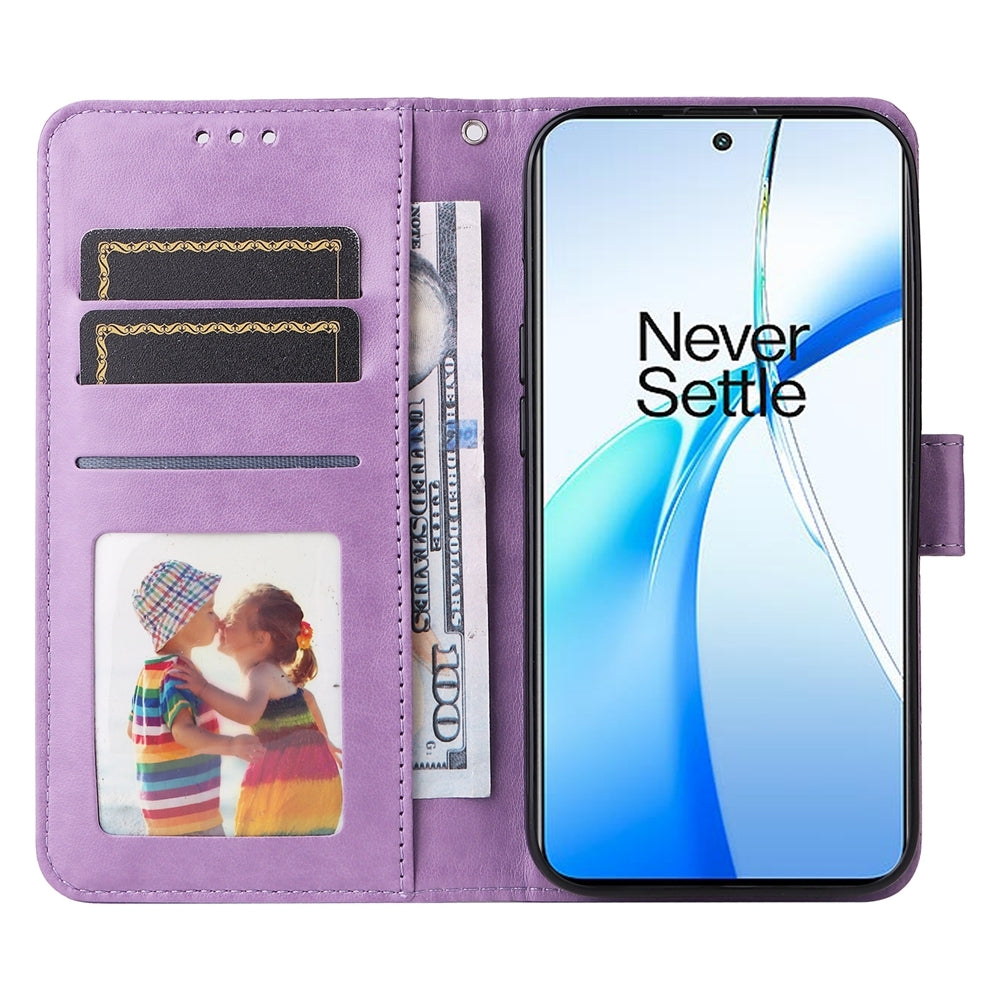 For OPPO K12 Embossed Sunflower Leather Phone Case(Purple)