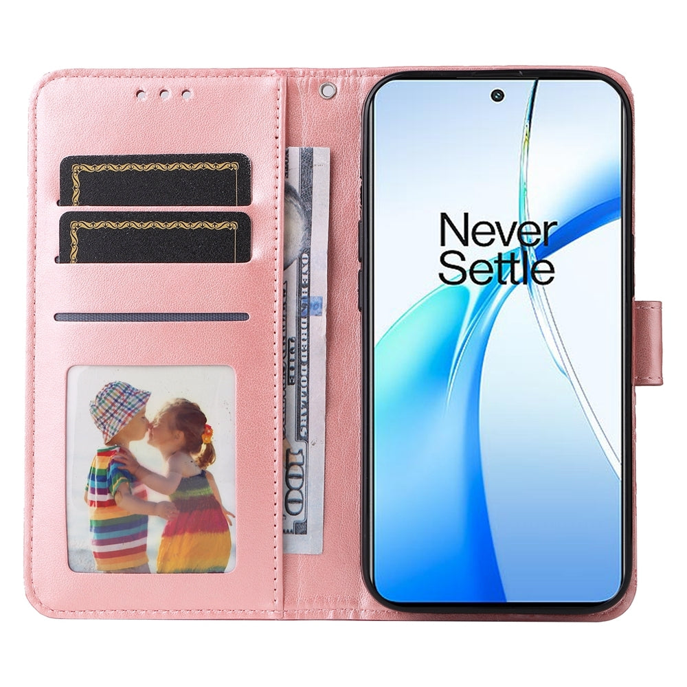 For OPPO K12 Embossed Sunflower Leather Phone Case(Rose Gold)