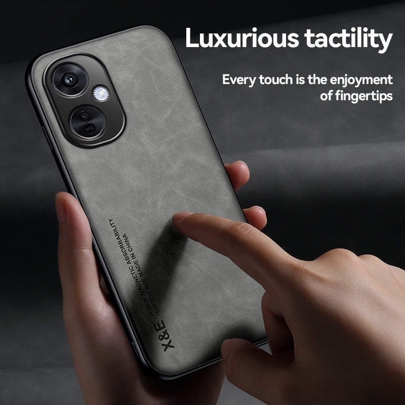 For OPPO K12 Skin Feel Magnetic Leather Back Phone Case(Dark Grey)