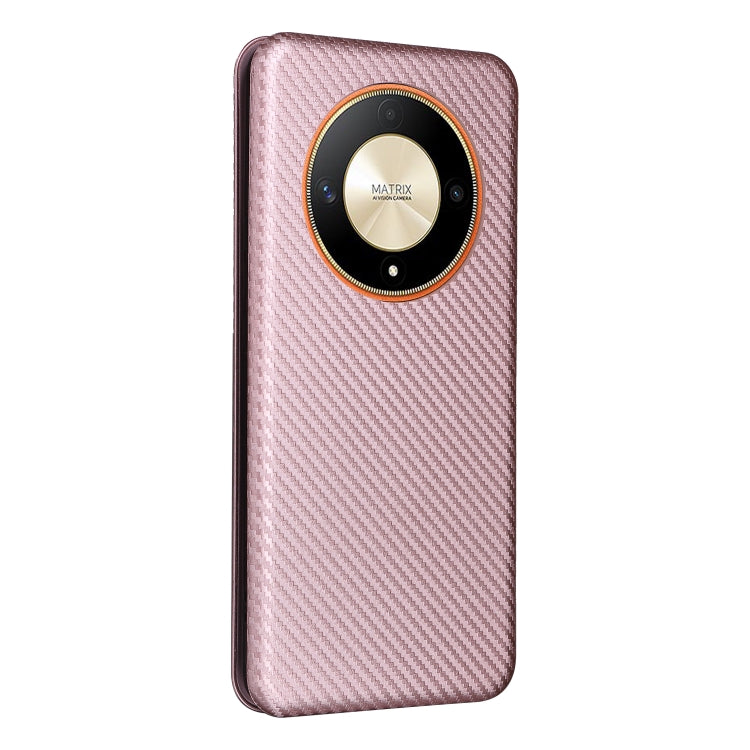 For Honor Magic6 Lite Carbon Fiber Texture Flip Leather Phone Case(Pink)