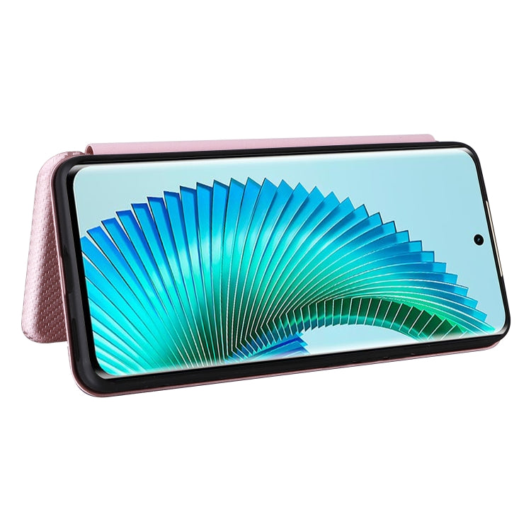 For Honor Magic6 Lite Carbon Fiber Texture Flip Leather Phone Case(Pink)