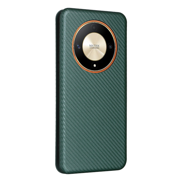 For Honor Magic6 Lite Carbon Fiber Texture Flip Leather Phone Case(Green)