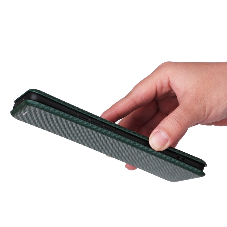 For Honor Magic6 Lite Carbon Fiber Texture Flip Leather Phone Case(Green)