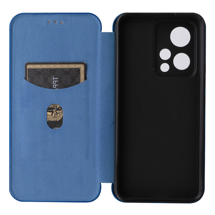 For Honor 90 GT Carbon Fiber Texture Flip Leather Phone Case(Blue)