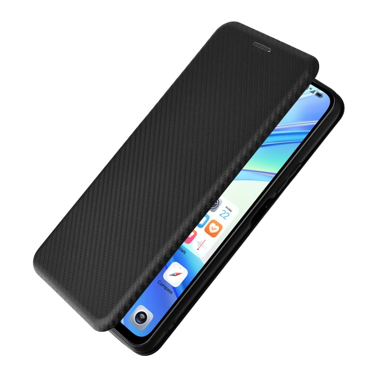 For Honor X7b Carbon Fiber Texture Flip Leather Phone Case(Black)