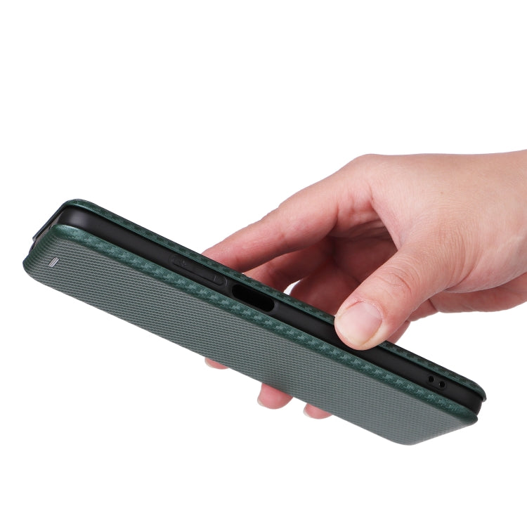 For Honor X7b Carbon Fiber Texture Flip Leather Phone Case(Green)