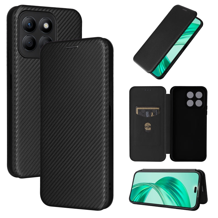 For Honor X8b Carbon Fiber Texture Flip Leather Phone Case(Black)