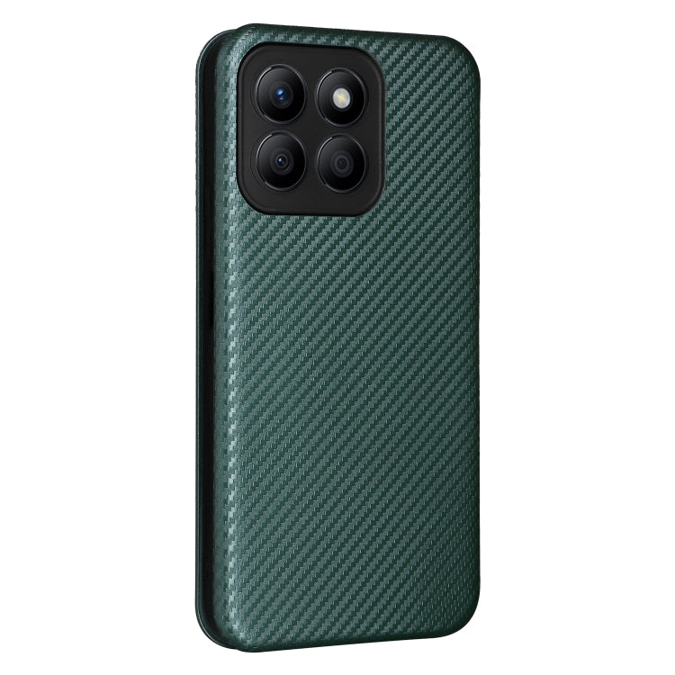 For Honor X8b Carbon Fiber Texture Flip Leather Phone Case(Green)