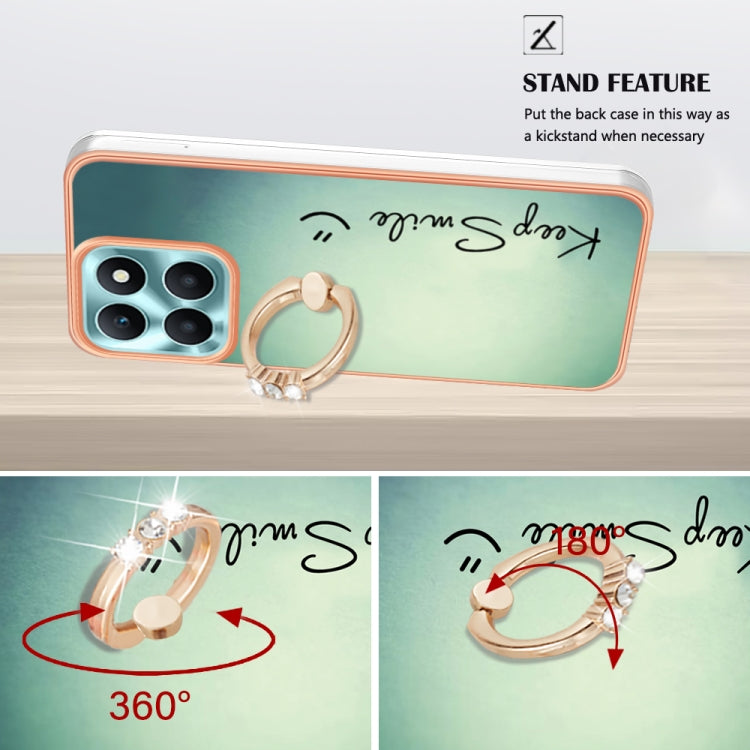 For Honor X6a Electroplating Dual-side IMD Phone Case with Ring Holder(Smile)