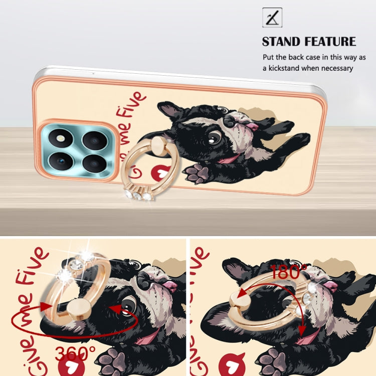 For Honor X6a Electroplating Dual-side IMD Phone Case with Ring Holder(Lucky Dog)