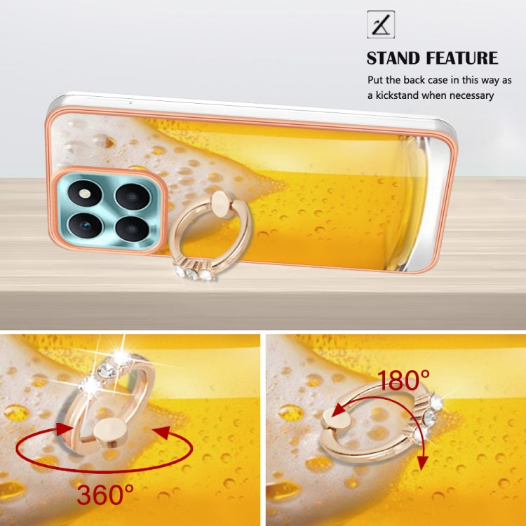 For Honor X6a Electroplating Dual-side IMD Phone Case with Ring Holder(Draft Beer)