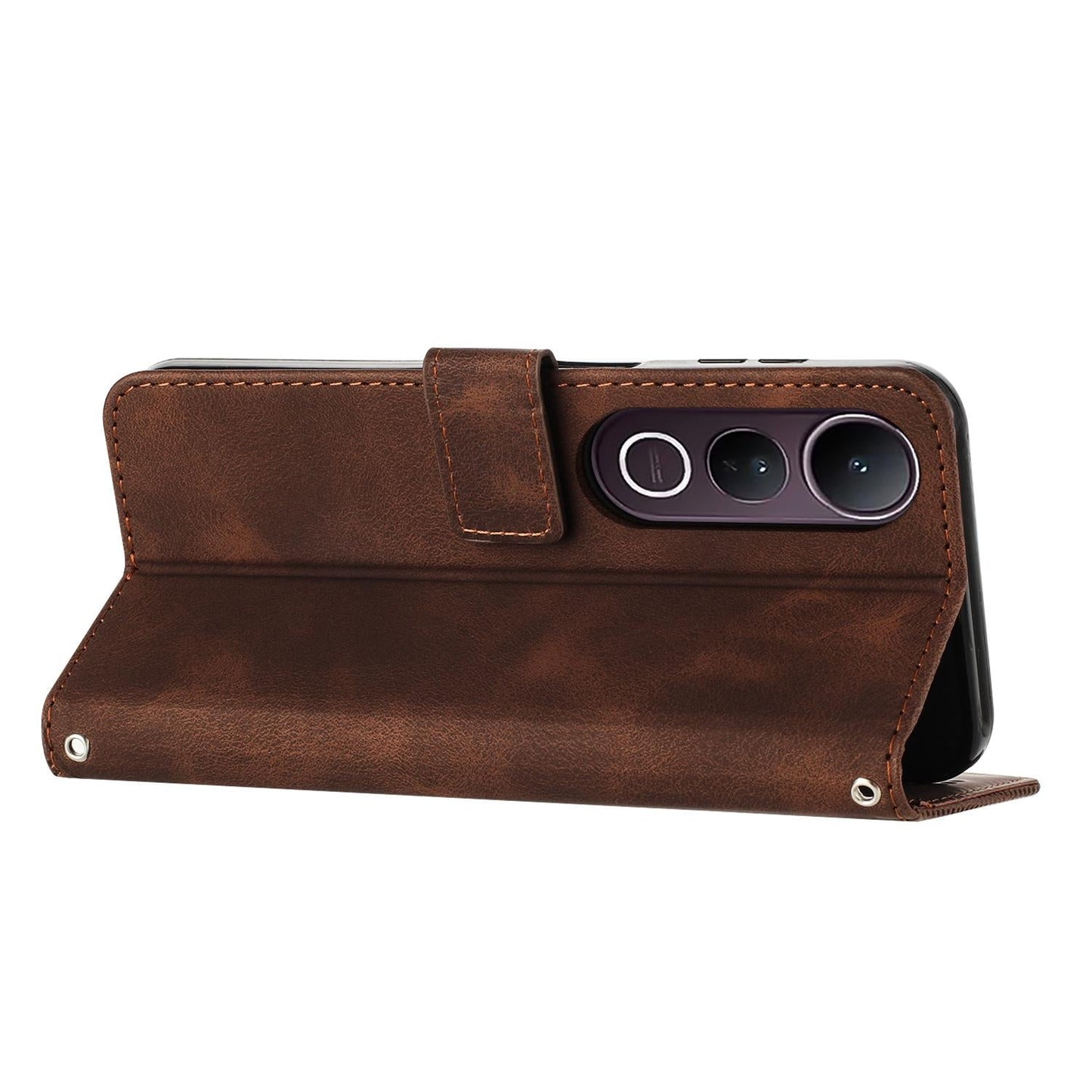 For vivo V50 Lite Dream Triangle Leather Phone Case with Lanyard(Brown)