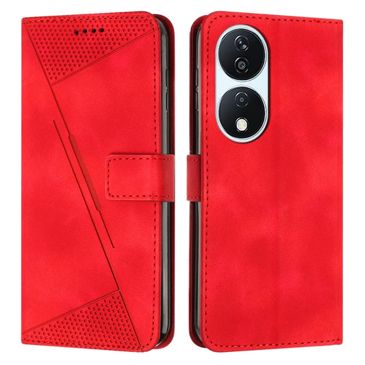 For Honor X7b Dream Triangle Leather Phone Case with Lanyard(Red)