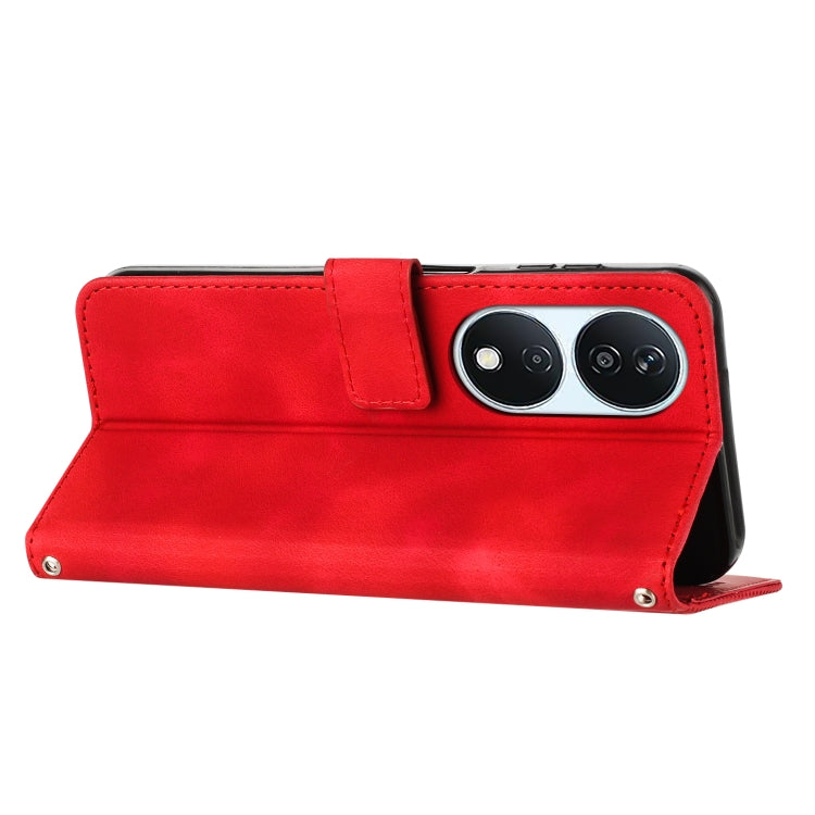 For Honor X7b Dream Triangle Leather Phone Case with Lanyard(Red)