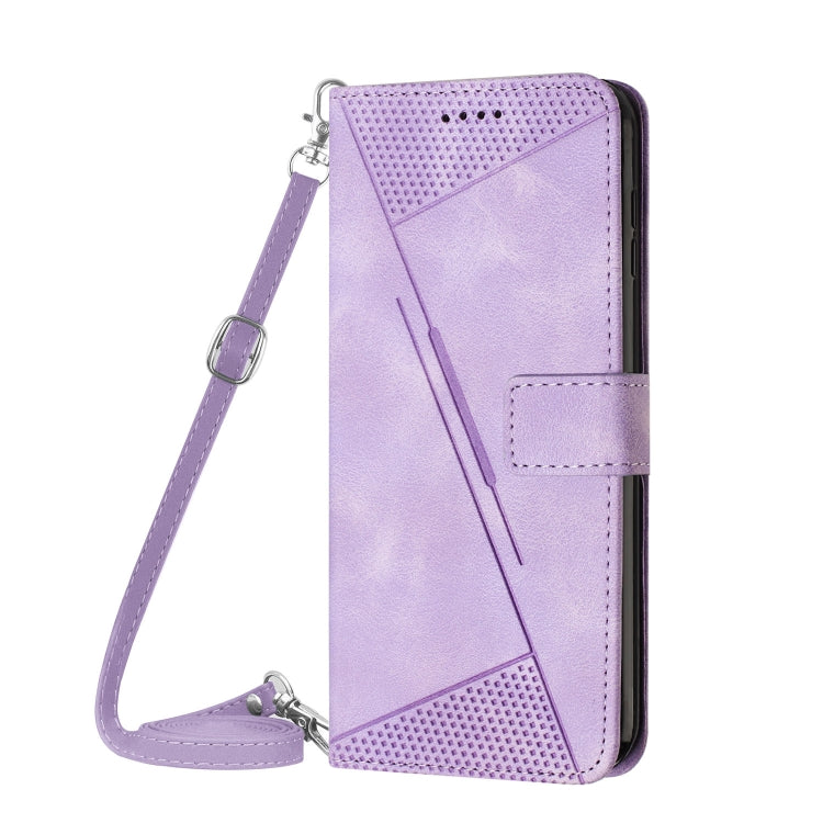For Honor X7b Dream Triangle Leather Phone Case with Lanyard(Purple)