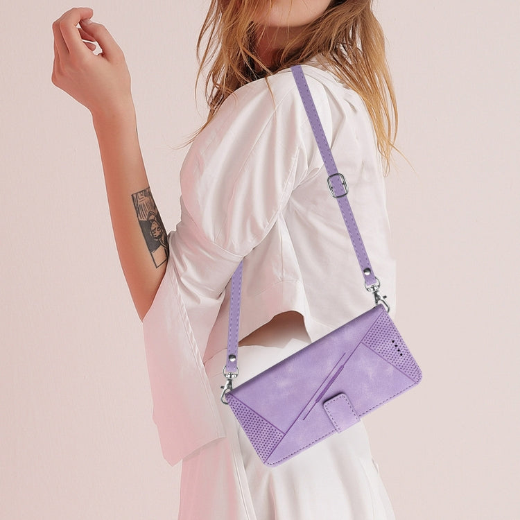 For Honor X7b Dream Triangle Leather Phone Case with Lanyard(Purple)