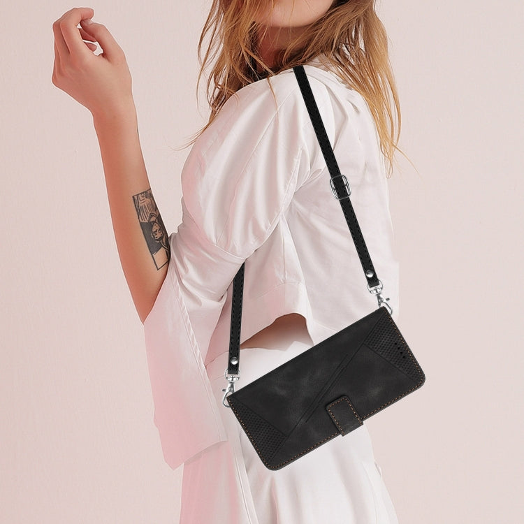 For Honor X7b Dream Triangle Leather Phone Case with Lanyard(Black)