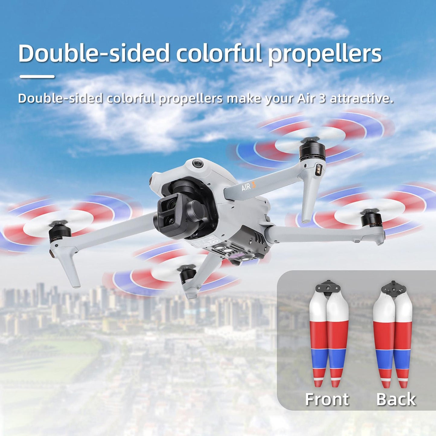 For DJI Air 3 8747F Low Noise Quick-release Propellers, Style:2 Pairs Orange Tip