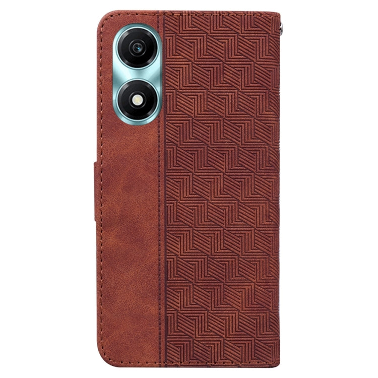 For Honor X5 Plus / Play 40C Geometric Embossed Leather Phone Case(Brown)
