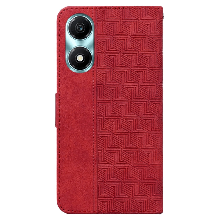 For Honor X5 Plus / Play 40C Geometric Embossed Leather Phone Case(Red)