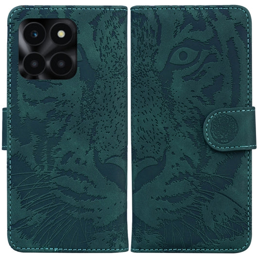 For Honor X6a Tiger Embossing Pattern Flip Leather Phone Case(Green)