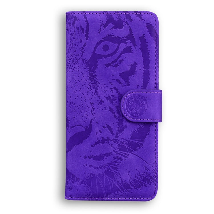 For Honor X6a Tiger Embossing Pattern Flip Leather Phone Case(Purple)