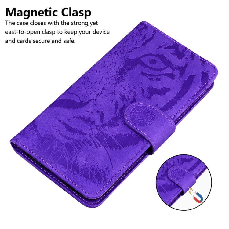 For Honor X6a Tiger Embossing Pattern Flip Leather Phone Case(Purple)