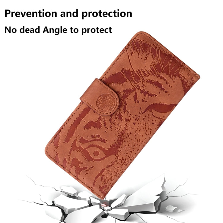 For Honor X6a Tiger Embossing Pattern Flip Leather Phone Case(Brown)