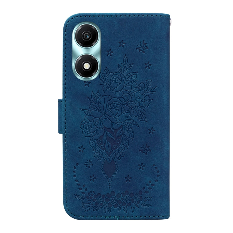 For Honor X5 Plus / Play 40C Butterfly Rose Embossed Leather Phone Case(Blue)