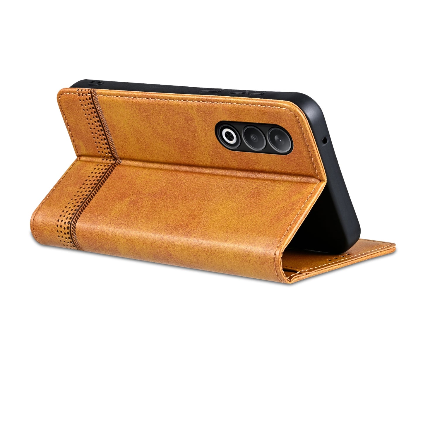 For OPPO K12 AZNS Magnetic Calf Texture Flip Leather Phone Case(Light Brown)