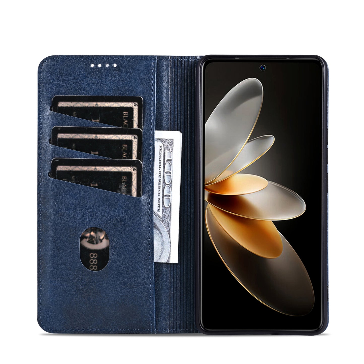 For OPPO K12 AZNS Magnetic Calf Texture Flip Leather Phone Case(Dark Blue)