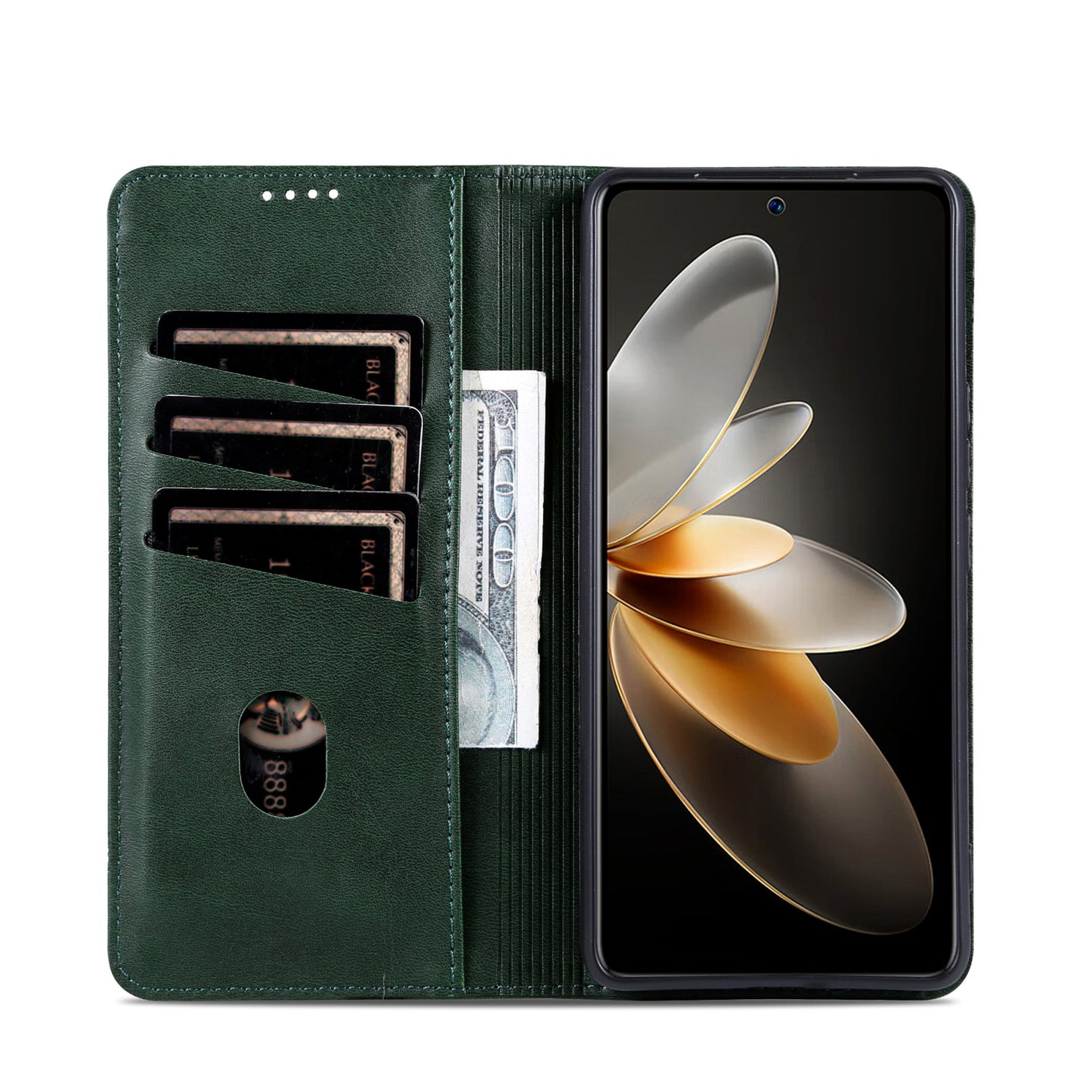 For OPPO K12 AZNS Magnetic Calf Texture Flip Leather Phone Case(Dark Green)