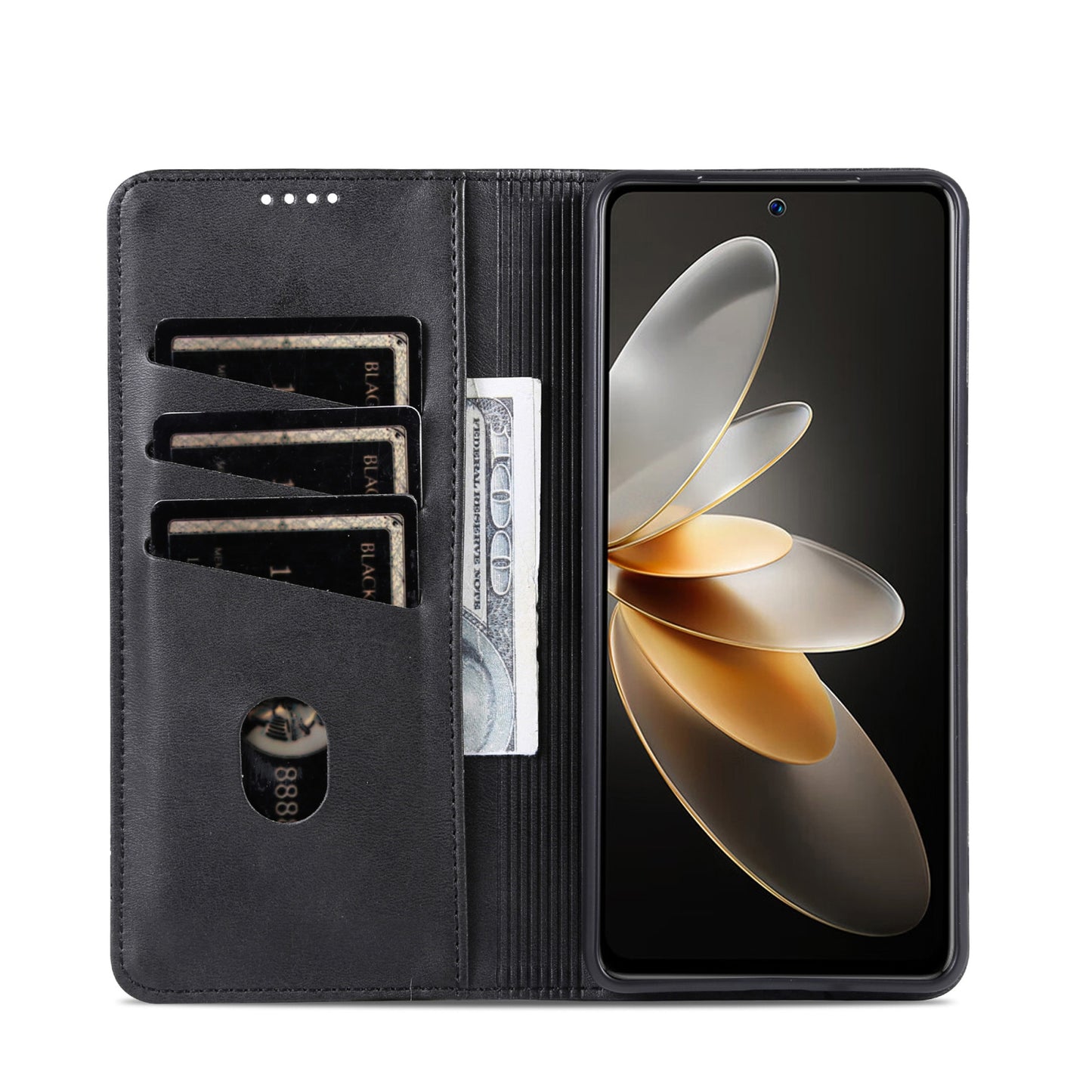 For OPPO K12 AZNS Magnetic Calf Texture Flip Leather Phone Case(Black)