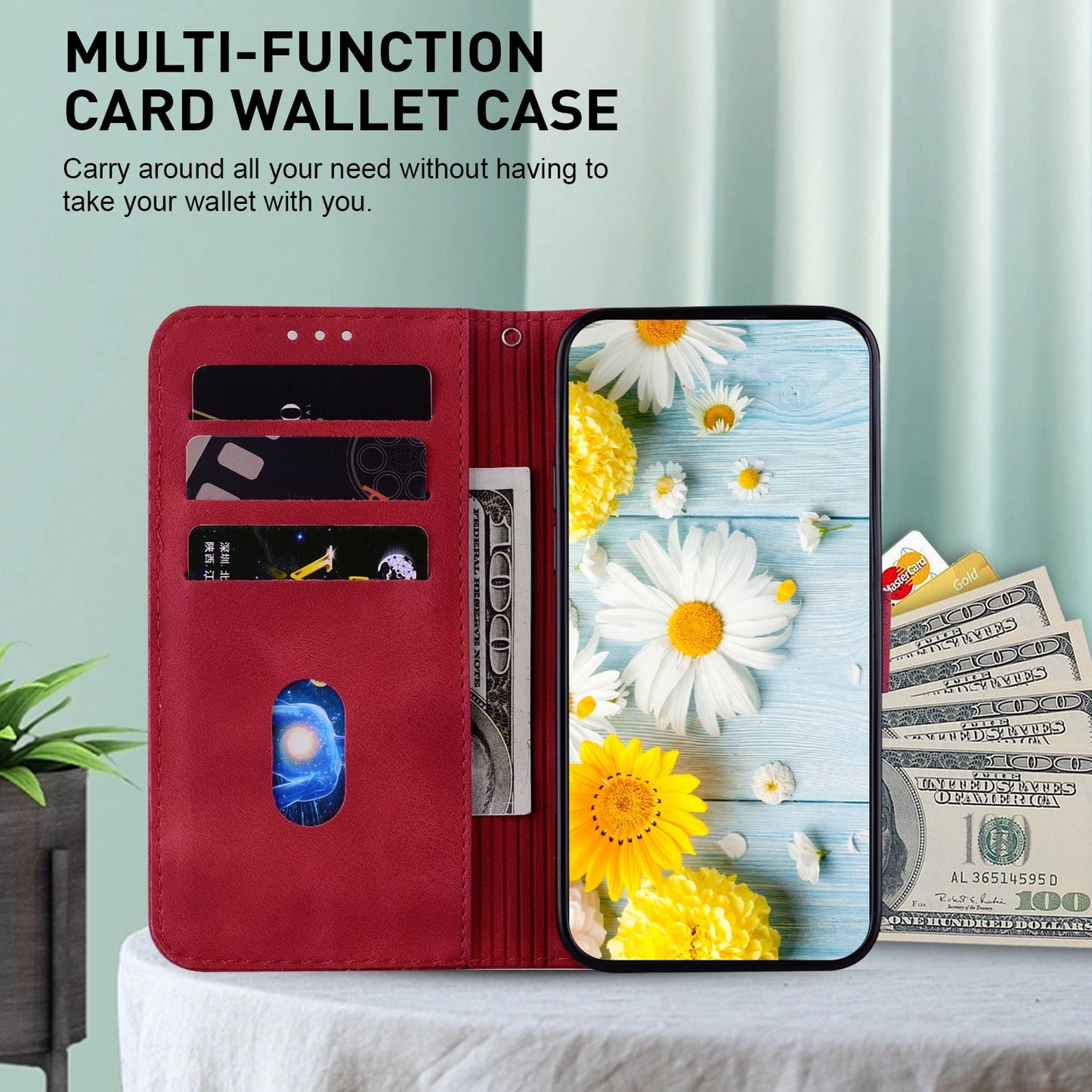 For iPhone 16e Lily Embossed Leather Phone Case(Red)