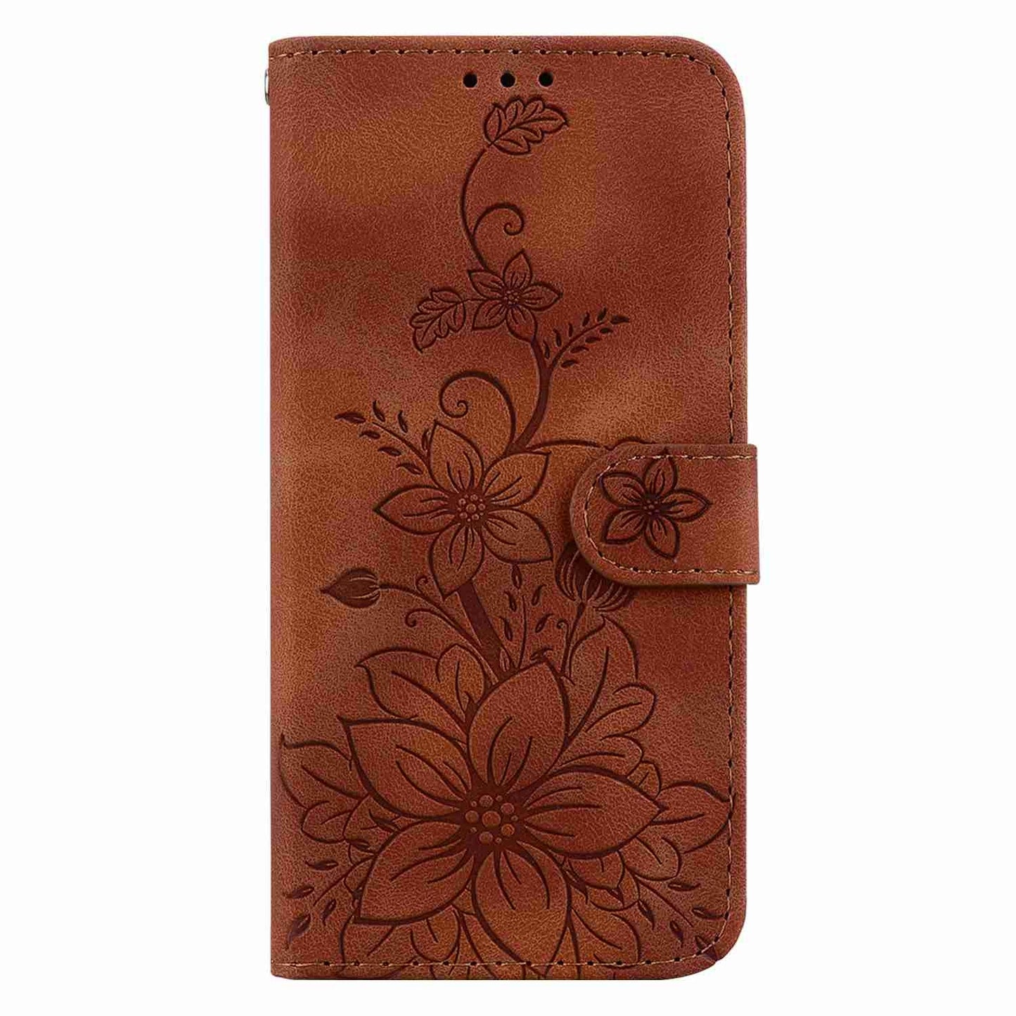 For Motorola Edge 30 Pro / Edge+ 2022 Lily Embossed Leather Phone Case(Brown)