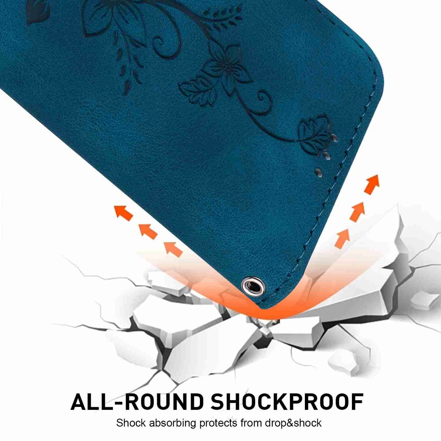 For Motorola Edge 30 Pro / Edge+ 2022 Lily Embossed Leather Phone Case(Dark Blue)