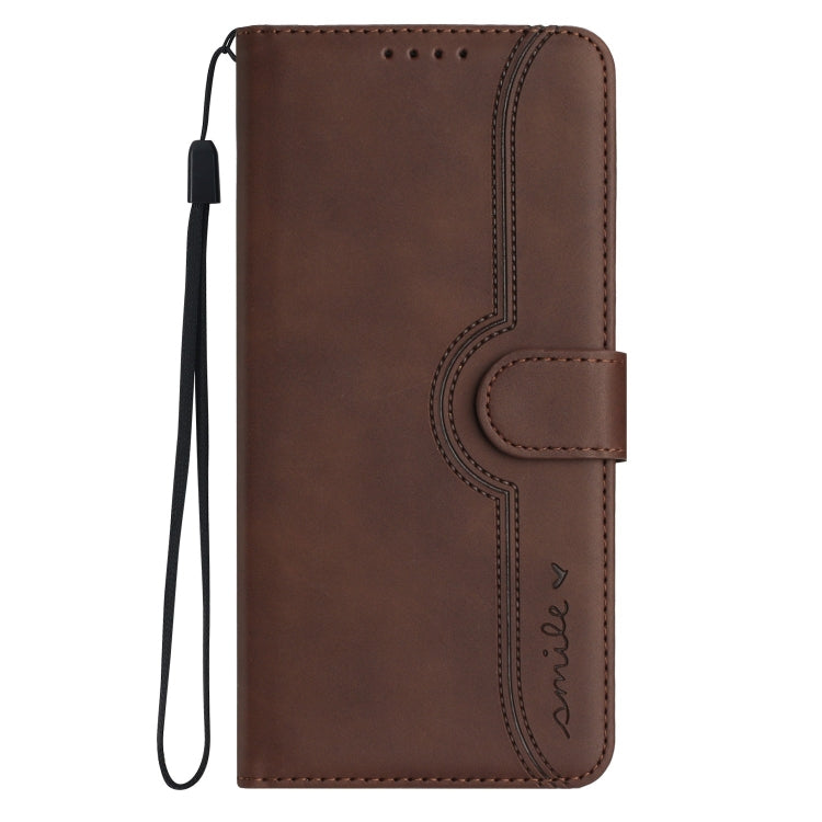 For Honor 100 Heart Pattern Skin Feel Leather Phone Case(Brown)