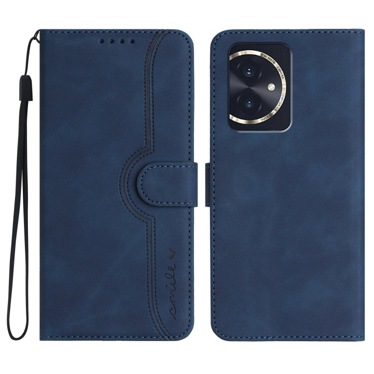 For Honor 100 Heart Pattern Skin Feel Leather Phone Case(Royal Blue)