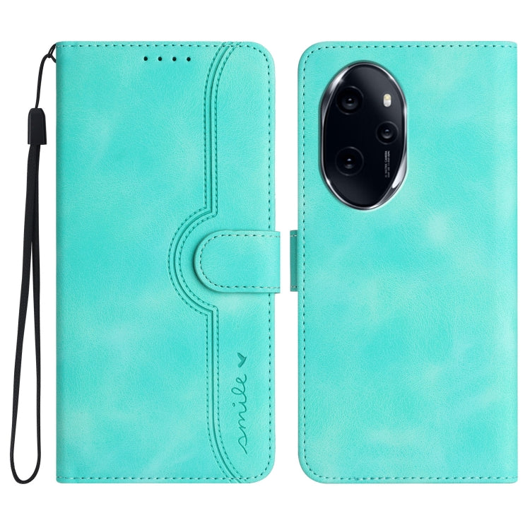 For Honor 100 Pro Heart Pattern Skin Feel Leather Phone Case(Light Blue)