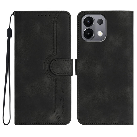 For OPPO K13 5G Heart Pattern Skin Feel Leather Phone Case(Black)