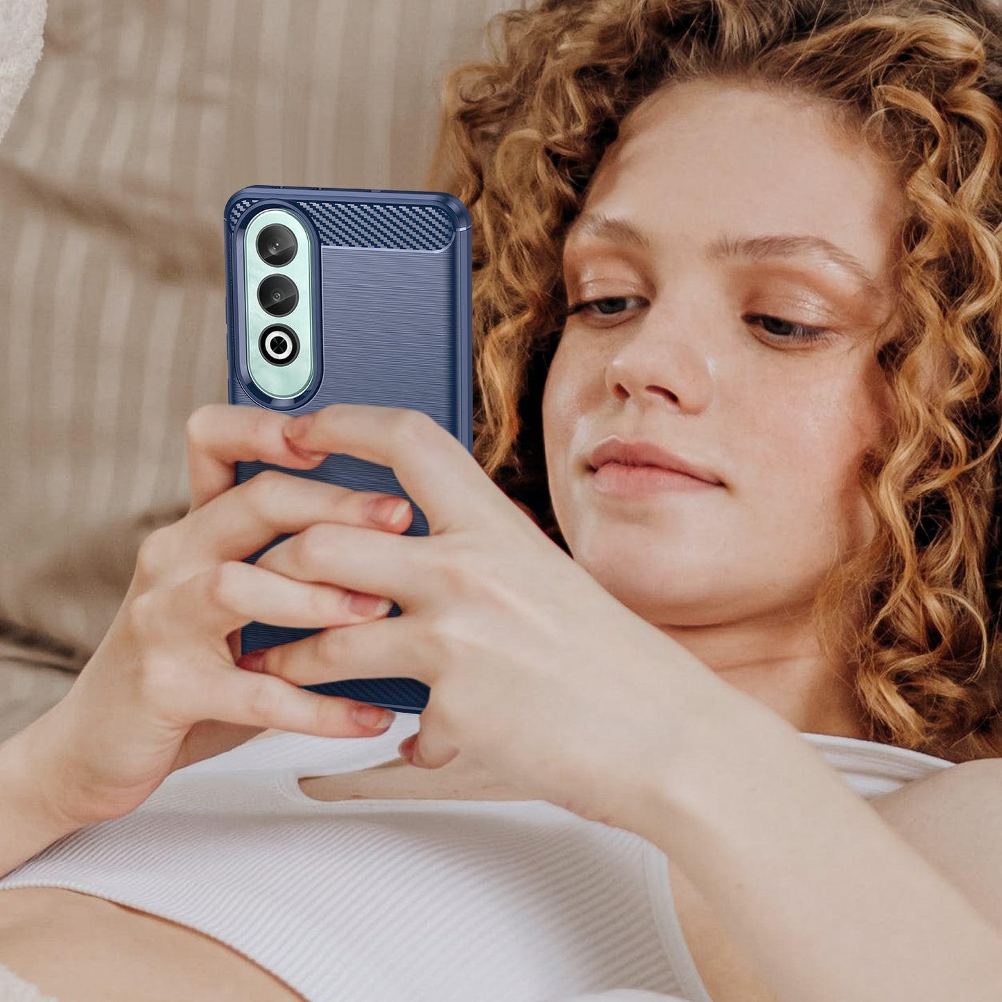 For OPPO K12 5G Carbon Fiber Brushed Texture TPU Phone Case(Blue)