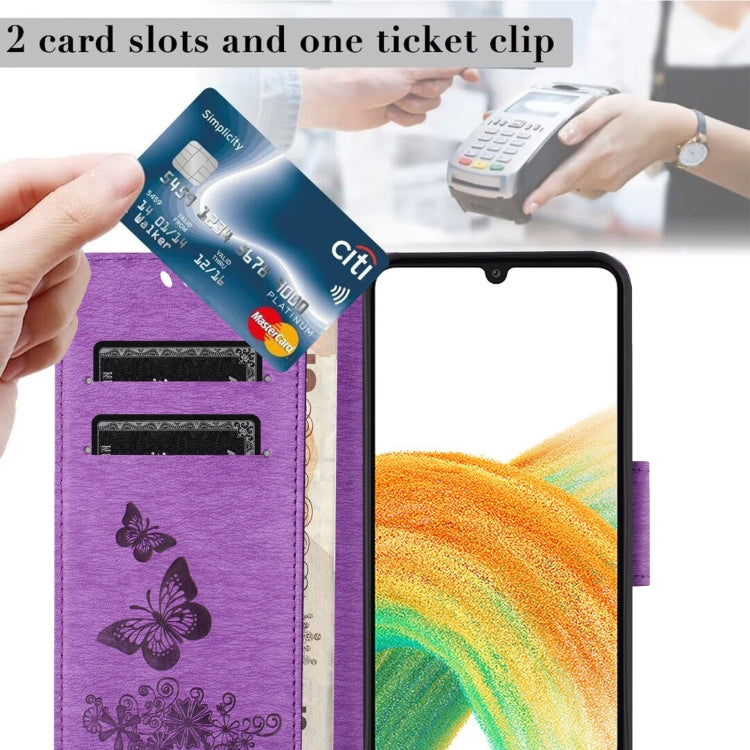 For Samsung Galaxy S24 5G Butterfly Embossed Flip Leather Phone Case(Purple)
