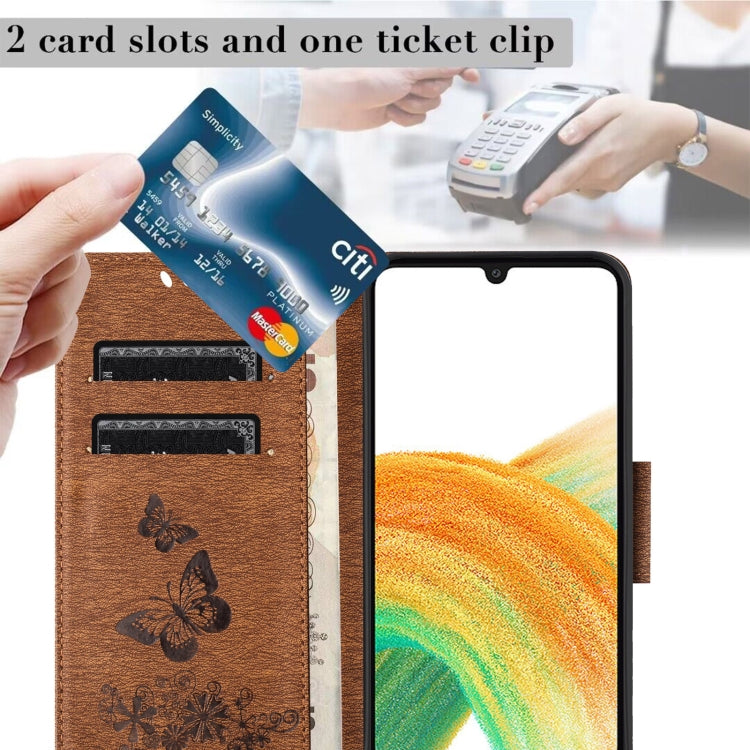 For Samsung Galaxy S24 5G Butterfly Embossed Flip Leather Phone Case(Brown)
