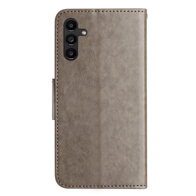 For Samsung Galaxy S24 5G Butterfly Flower Pattern Flip Leather Phone Case(Grey)