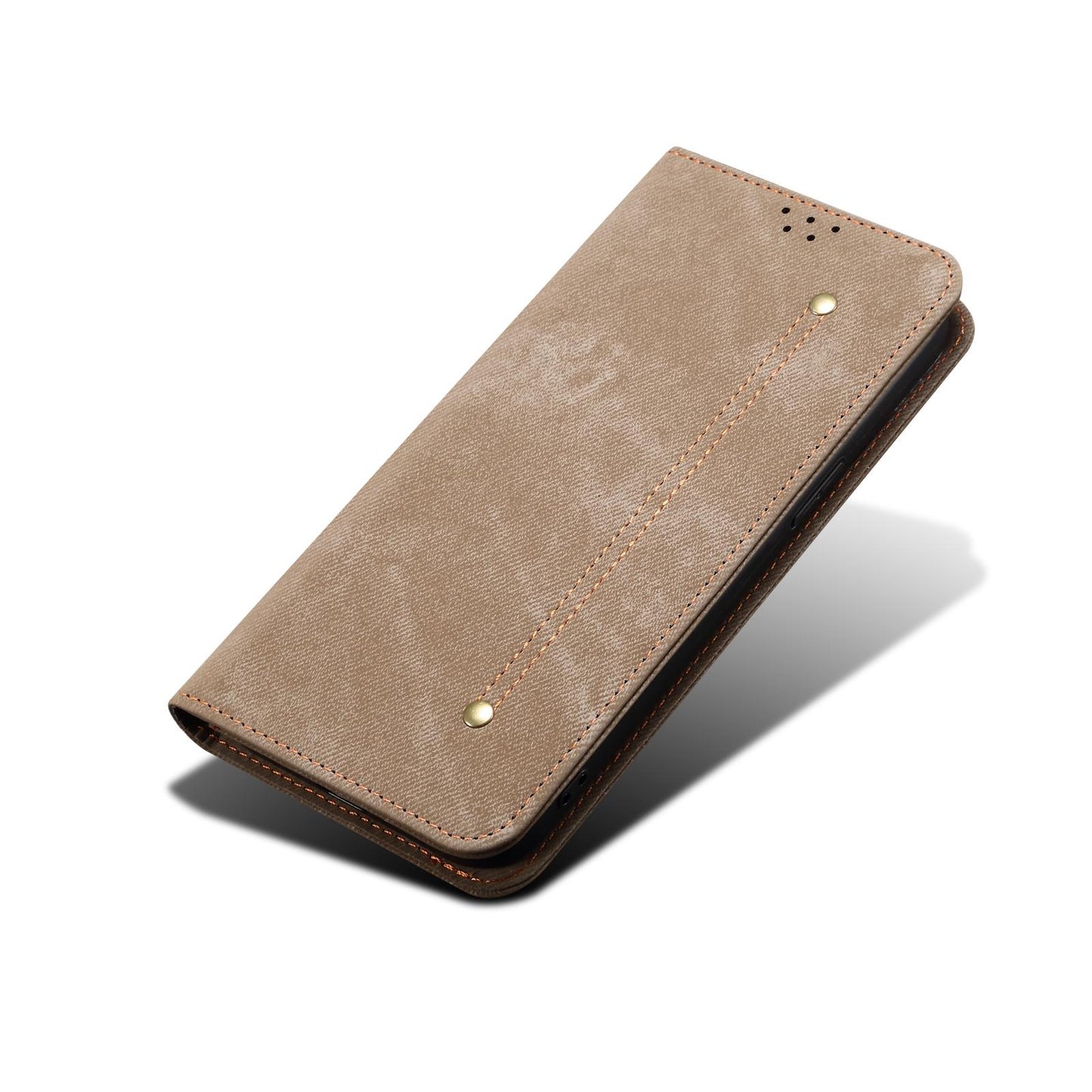 For OPPO K13 5G India Denim Texture Casual Style Horizontal Flip Leather Case(Khaki)