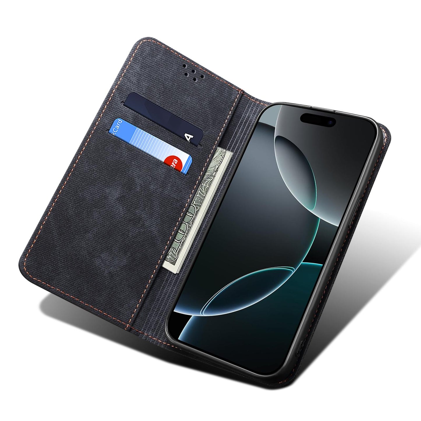 For OPPO K13 5G India Denim Texture Casual Style Horizontal Flip Leather Case(Black)