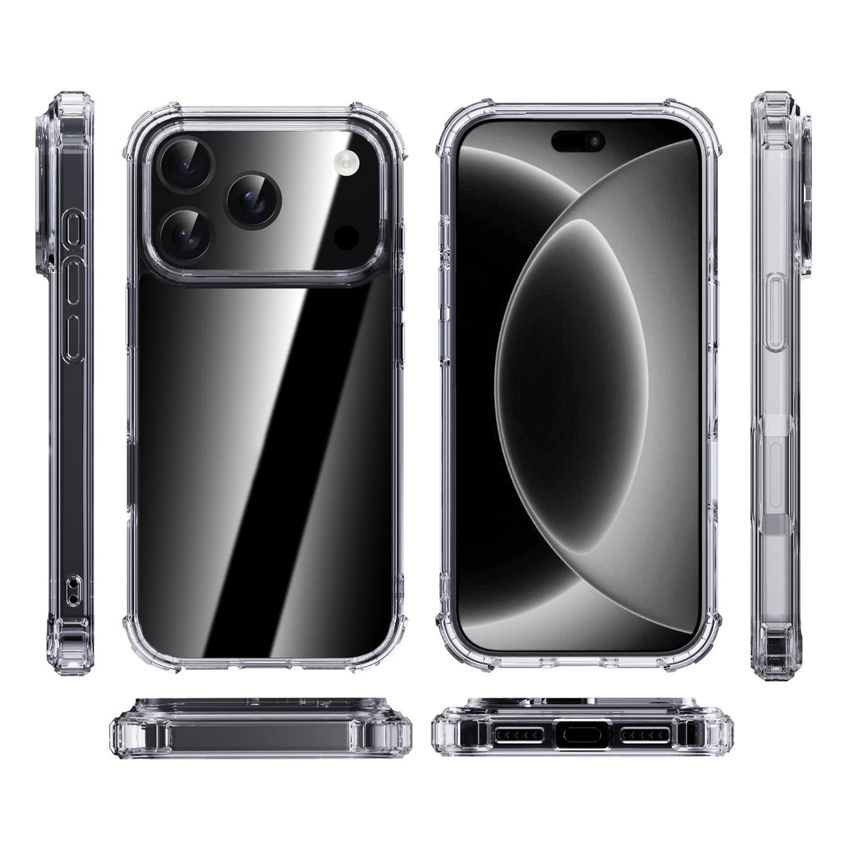 Compatible with iPhone 18 Pro Max & 17 Pro Max iPAKY Crystal Clear Series Shockproof PC + TPU Protective Phone Case - Transparent