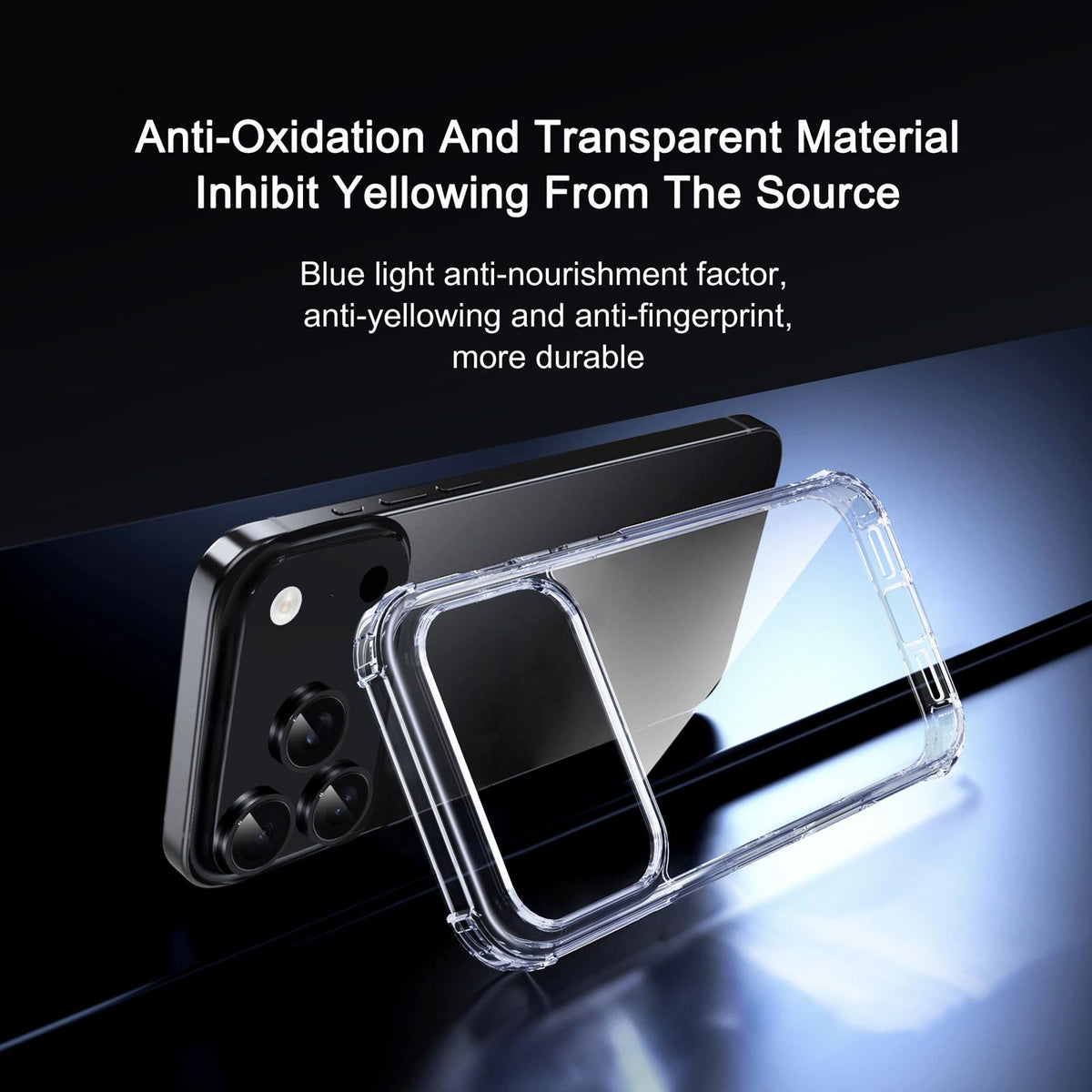 Compatible with iPhone 18 Pro Max & 17 Pro Max iPAKY Crystal Clear Series Shockproof PC + TPU Protective Phone Case - Transparent