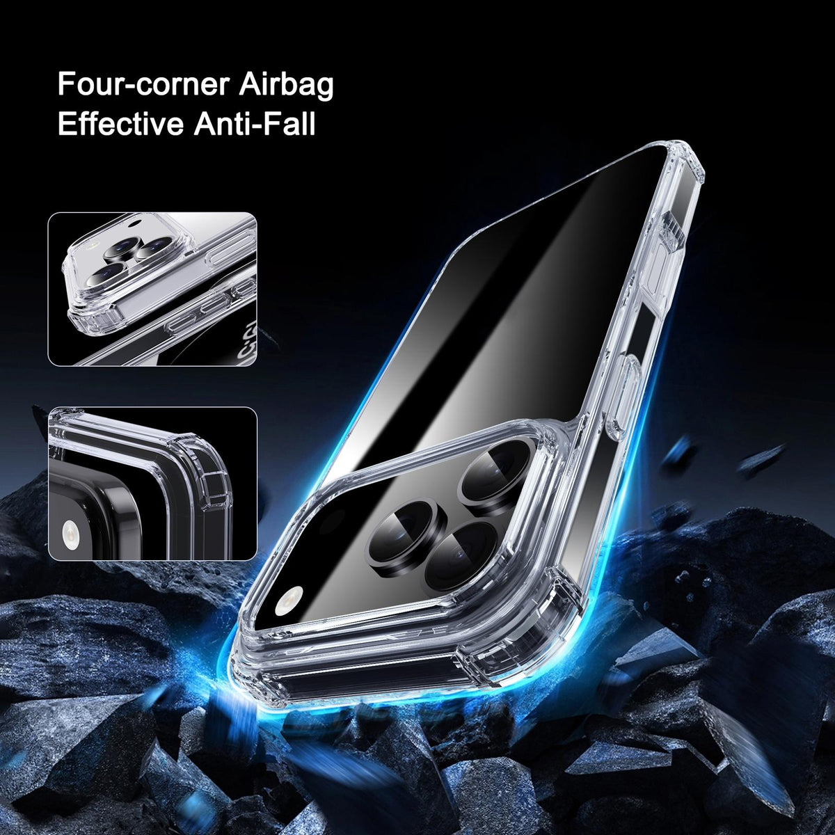Compatible with iPhone 18 Pro Max & 17 Pro Max iPAKY Crystal Clear Series Shockproof PC + TPU Protective Phone Case - Transparent