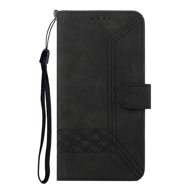 For Honor 100 Cubic Skin Feel Flip Leather Phone Case(Black)